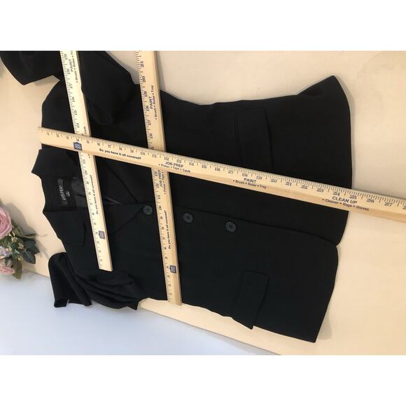 Kasper Womens Suit Jacket Size 10 Black 3 Buttons Whimsigoth Career Preppy Fairy - Picture 8 of 9